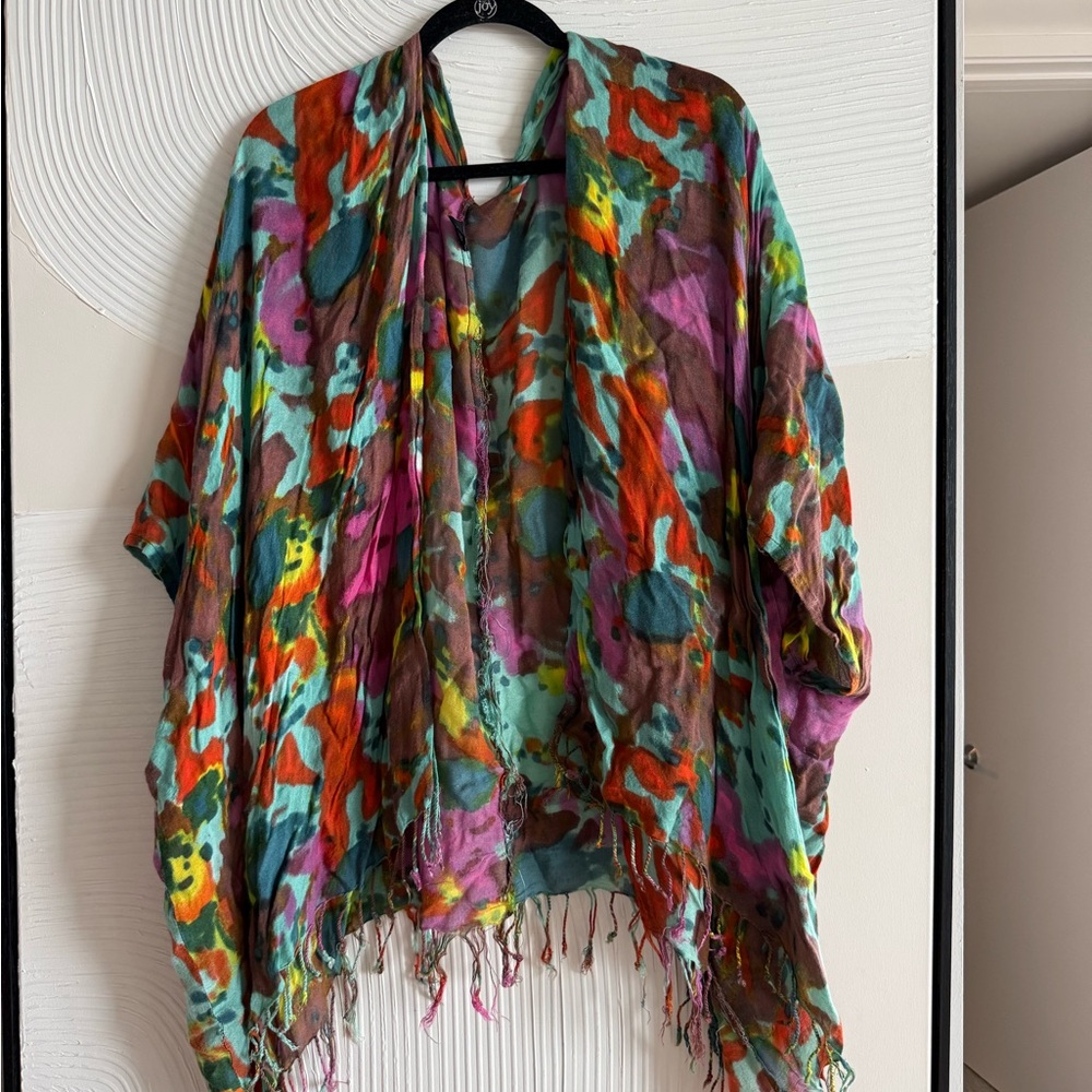 Colorful Abstract Patterned Shaw Kimono - Picture 5 of 8